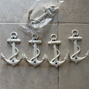 Nautical White Anchor Wall Hooks
